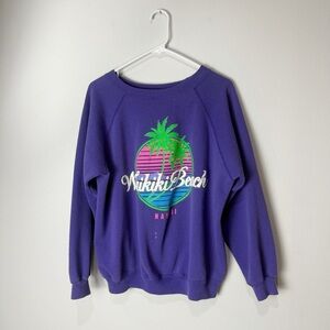 Vintage 80’s Waikiki Beach Hawaii Sweatshirt Purple Women’s Size X-Large